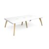 Fuze double back to back desks 2800mm x 1600mm with oak legs white underframe white top - FZ2816-WH-WH