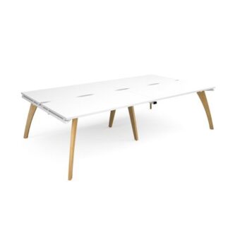 Fuze double back to back desks 2800mm x 1600mm with oak legs white underframe white top - FZ2816-WH-WH