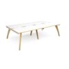 Fuze double back to back desks 2800mm x 1600mm with oak legs white underframe white top with oak edging - FZ2816-WH-WO