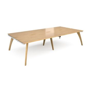 Fuze double back to back desks 3200mm x 1600mm with oak legs white underframe oak top - FZ3216-WH-O