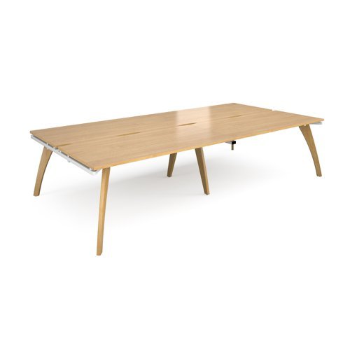 Fuze double back to back desks 3200mm x 1600mm with oak legs white underframe oak top - FZ3216-WH-O