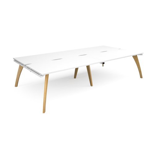 Fuze double back to back desks 3200mm x 1600mm with oak legs white underframe white top - FZ3216-WH-WH
