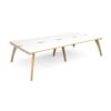Fuze double back to back desks 3200mm x 1600mm with oak legs white underframe white top with oak edging - FZ3216-WH-WO