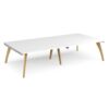 Fuze rectangular boardroom table 3200mm x 1600mm with oak legs white underframe white top - FZBT3216-WH-WH
