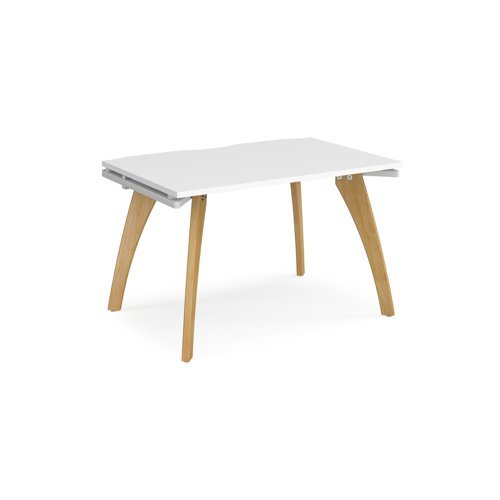 Fuze single desk 1200mm x 800mm with oak legs white underframe white top - FZ128-WH-WH