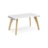 Fuze single desk 1400mm x 800mm with oak legs white underframe white top - FZ148-WH-WH