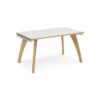 Fuze single desk 1400mm x 800mm with oak legs white underframe white top with oak edging - FZ148-WH-WO