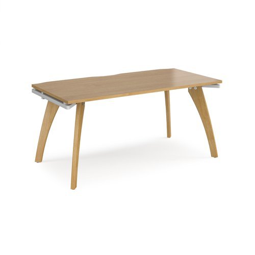 Fuze single desk 1600mm x 800mm with oak legs white underframe oak top - FZ168-WH-O