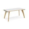 Fuze single desk 1600mm x 800mm with oak legs white underframe white top with oak edging - FZ168-WH-WO