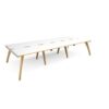 Fuze triple back to back desks 3600mm x 1600mm with oak legs white underframe white top with oak edging - FZ3616-WH-WO