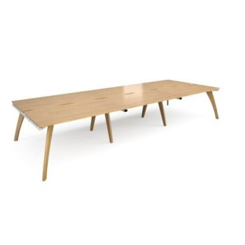 Fuze triple back to back desks 4200mm x 1600mm with oak legs white underframe oak top - FZ4216-WH-O