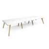 Fuze triple back to back desks 4200mm x 1600mm with oak legs white underframe white top - FZ4216-WH-WH