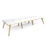 Fuze triple back to back desks 4200mm x 1600mm with oak legs white underframe white top with oak edging - FZ4216-WH-WO