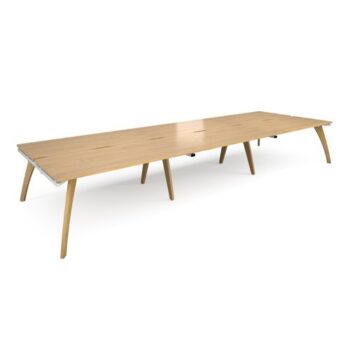 Fuze triple back to back desks 4800mm x 1600mm with oak legs white underframe oak top - FZ4816-WH-O