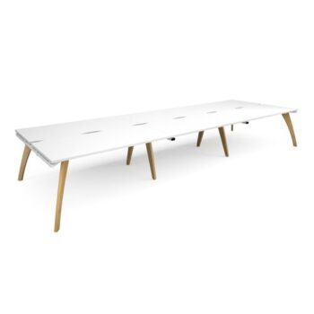 Fuze triple back to back desks 4800mm x 1600mm with oak legs white underframe white top - FZ4816-WH-WH
