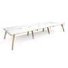 Fuze triple back to back desks 4800mm x 1600mm with oak legs white underframe white top with oak edging - FZ4816-WH-WO