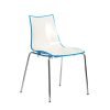 Gecko shell dining stacking chair with chrome legs blue - CH8301-BL