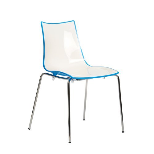 Gecko shell dining stacking chair with chrome legs blue - CH8301-BL