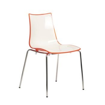 Gecko shell dining stacking chair with chrome legs orange - CH8301-OR
