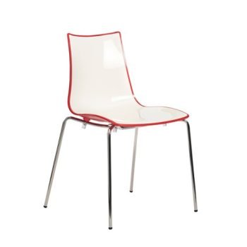 Gecko shell dining stacking chair with chrome legs red - CH8301-RE