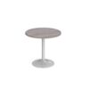 Genoa circular dining table with silver trumpet base 800mm grey oak - GDC800-S-GO