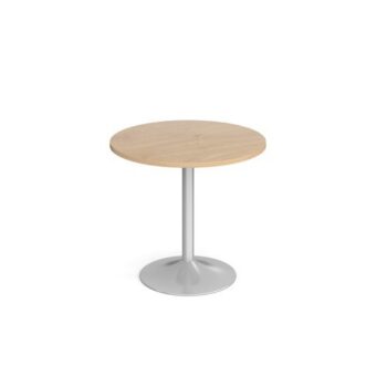 Genoa circular dining table with silver trumpet base 800mm kendal oak - GDC800-S-KO