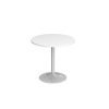 Genoa circular dining table with silver trumpet base 800mm white - GDC800-S-WH