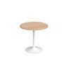 Genoa circular dining table with white trumpet base 800mm beech - GDC800-WH-B