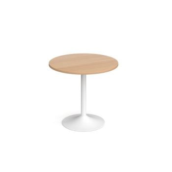 Genoa circular dining table with white trumpet base 800mm beech - GDC800-WH-B