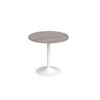 Genoa circular dining table with white trumpet base 800mm grey oak - GDC800-WH-GO