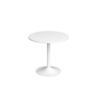 Genoa circular dining table with white trumpet base 800mm white - GDC800-WH-WH