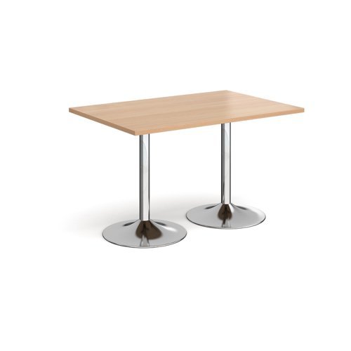 Genoa rectangular dining table with chrome trumpet base 1200mm x 800mm beech - GDR1200-C-B