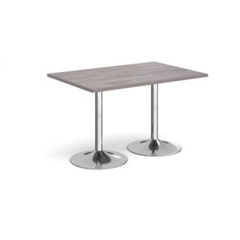 Genoa rectangular dining table with chrome trumpet base 1200mm x 800mm grey oak - GDR1200-C-GO