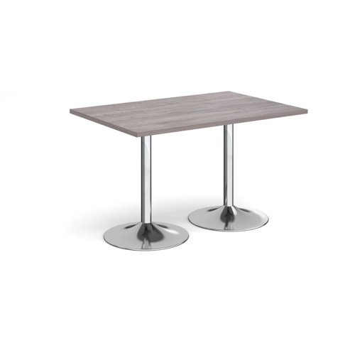 Genoa rectangular dining table with chrome trumpet base 1200mm x 800mm grey oak - GDR1200-C-GO