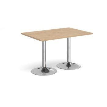Genoa rectangular dining table with chrome trumpet base 1200mm x 800mm kendal oak - GDR1200-C-KO