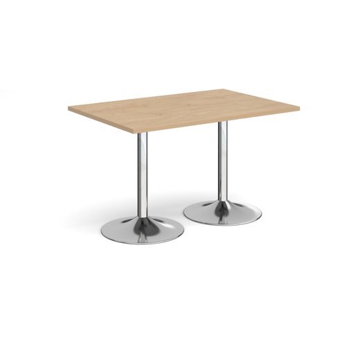 Genoa rectangular dining table with chrome trumpet base 1200mm x 800mm kendal oak - GDR1200-C-KO