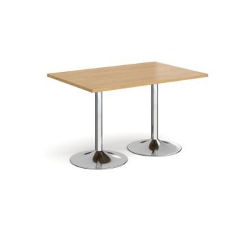 Genoa rectangular dining table with chrome trumpet base 1200mm x 800mm oak - GDR1200-C-O