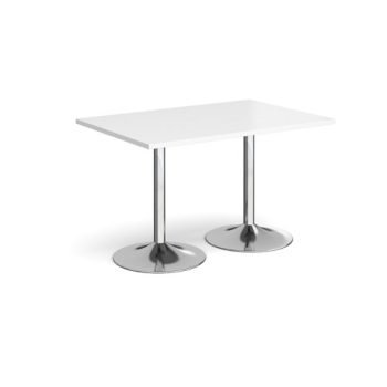 Genoa rectangular dining table with chrome trumpet base 1200mm x 800mm white - GDR1200-C-WH