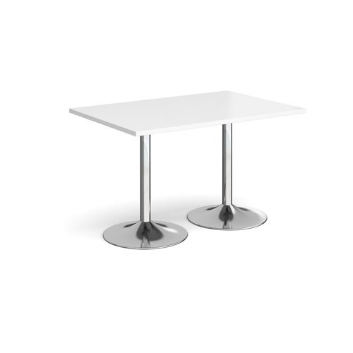 Genoa rectangular dining table with chrome trumpet base 1200mm x 800mm white - GDR1200-C-WH