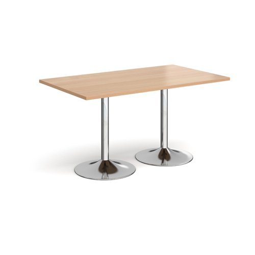 Genoa rectangular dining table with chrome trumpet base 1400mm x 800mm beech - GDR1400-C-B