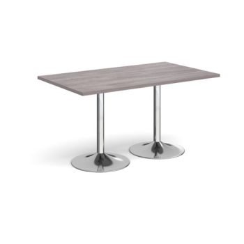 Genoa rectangular dining table with chrome trumpet base 1400mm x 800mm grey oak - GDR1400-C-GO