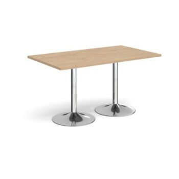 Genoa rectangular dining table with chrome trumpet base 1400mm x 800mm kendal oak - GDR1400-C-KO
