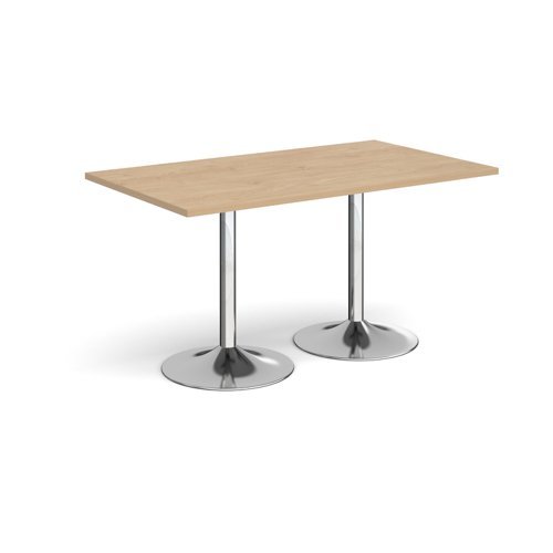 Genoa rectangular dining table with chrome trumpet base 1400mm x 800mm kendal oak - GDR1400-C-KO
