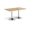 Genoa rectangular dining table with chrome trumpet base 1400mm x 800mm oak - GDR1400-C-O