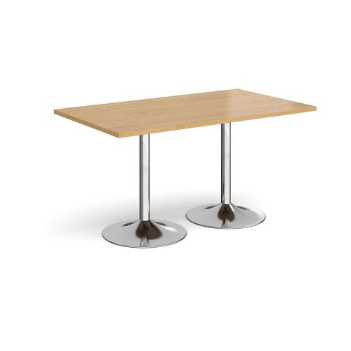 Genoa rectangular dining table with chrome trumpet base 1400mm x 800mm oak - GDR1400-C-O