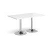 Genoa rectangular dining table with chrome trumpet base 1400mm x 800mm white - GDR1400-C-WH