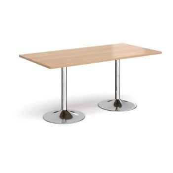 Genoa rectangular dining table with chrome trumpet base 1600mm x 800mm beech - GDR1600-C-B