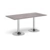 Genoa rectangular dining table with chrome trumpet base 1600mm x 800mm grey oak - GDR1600-C-GO