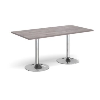 Genoa rectangular dining table with chrome trumpet base 1600mm x 800mm grey oak - GDR1600-C-GO