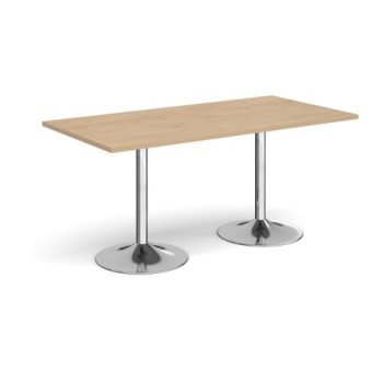 Genoa rectangular dining table with chrome trumpet base 1600mm x 800mm kendal oak - GDR1600-C-KO